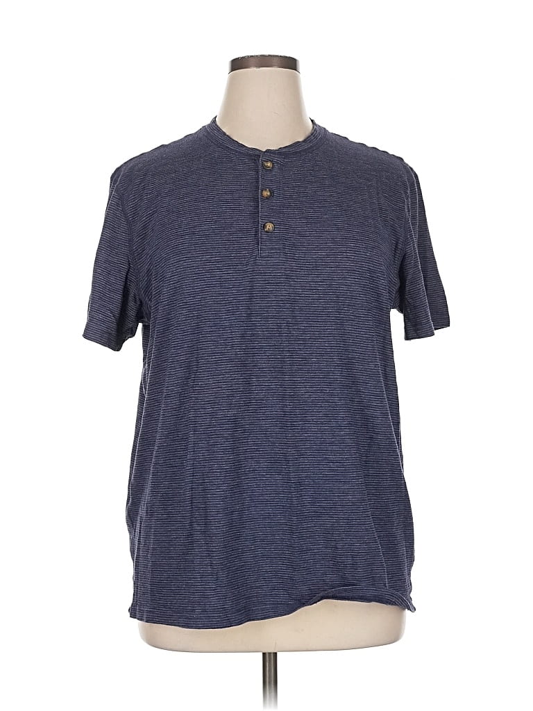 Pre-owned Sonoma Goods For Life Short Sleeve Henley Shirt In Blue