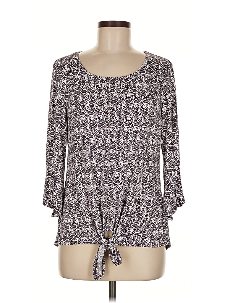 Pre-owned Perseption Concept 3/4 Sleeve Blouse In Gray