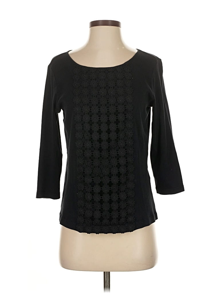 Pre-owned Talbots 3/4 Sleeve T-shirt In Black