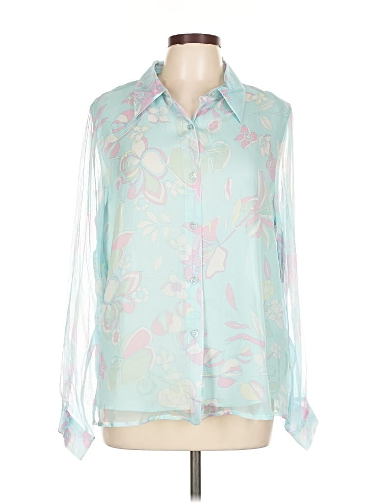 Pre-owned Pierri Long Sleeve Blouse In Blue