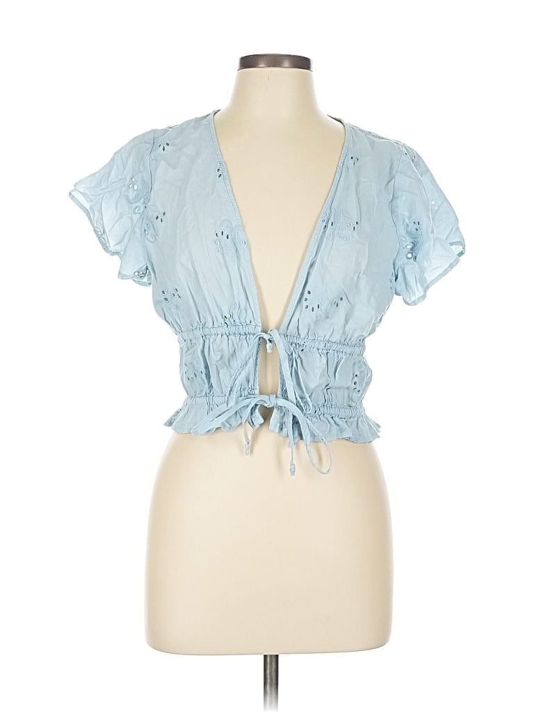 Pre-owned Dizzy Lizzy Short Sleeve Blouse In Blue