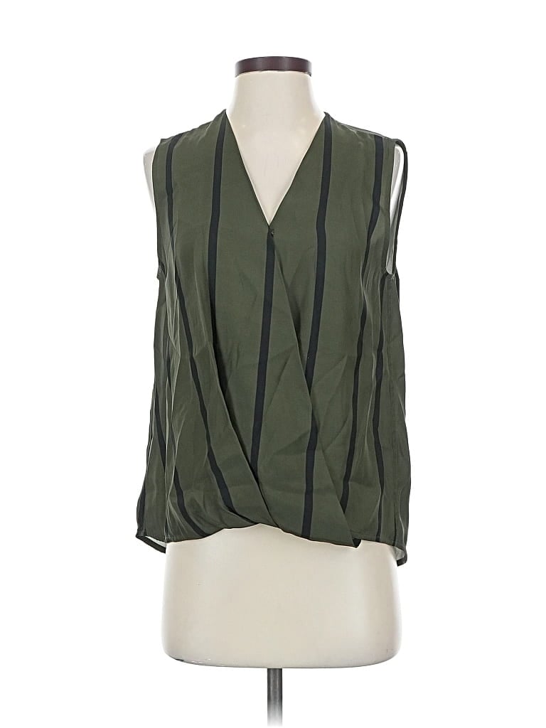 Pre-owned Acrobat Sleeveless Silk Top Green Plunge Neckline Tops