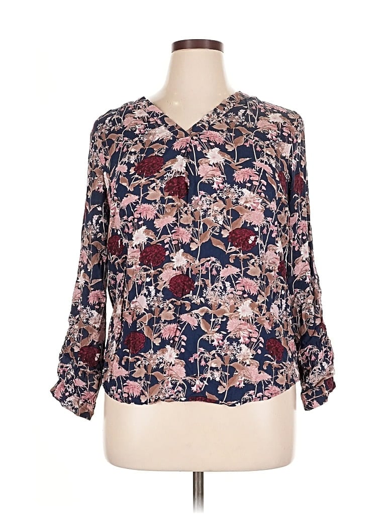 Pre-owned Brina & Em 3/4 Sleeve T-shirt In Blue