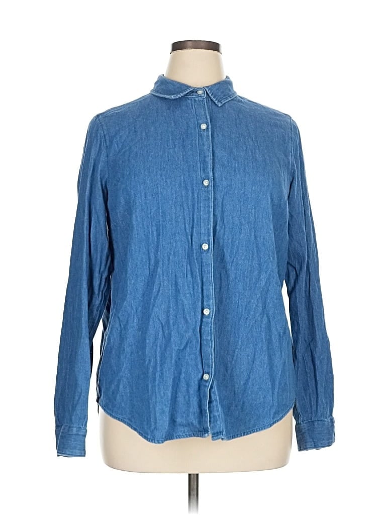 Pre-owned Old Navy Long Sleeve Button Down Shirt In Blue