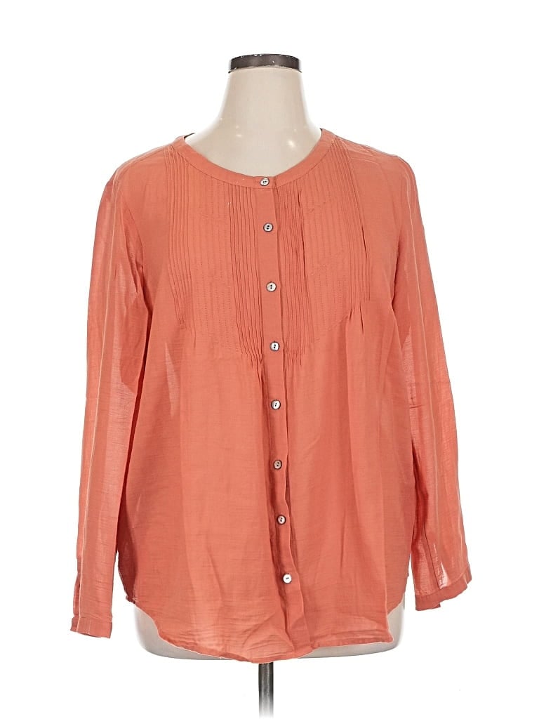 Pre-owned Jjill Long Sleeve Blouse In Orange