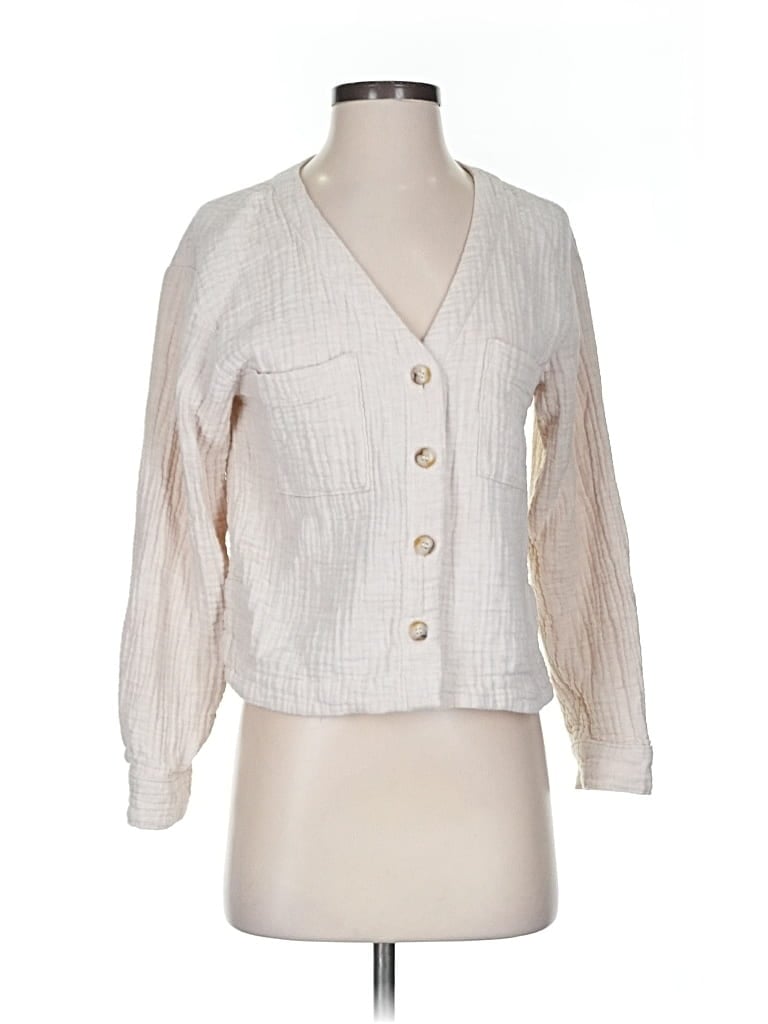 Pre-owned Madewell Long Sleeve Blouse In White