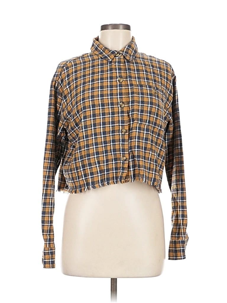 Pre-owned Aéropostale Long Sleeve Button Down Shirt In Brown