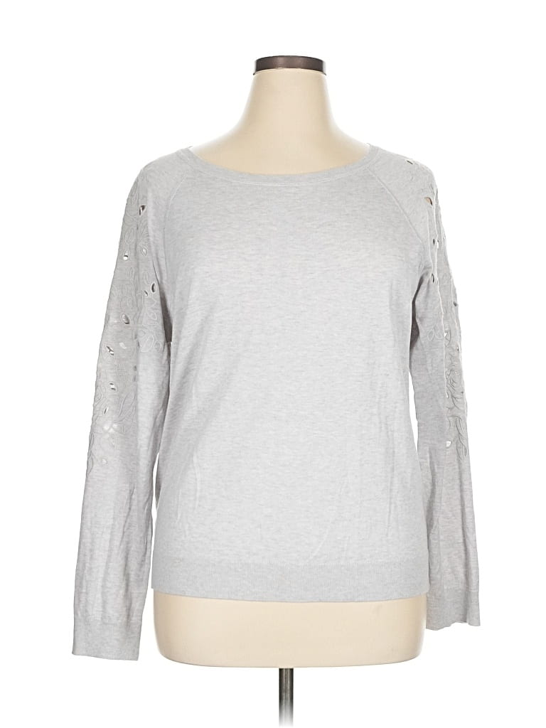 Pre-owned Ann Taylor Loft Pullover Sweater In Silver