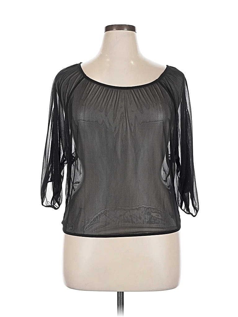 Pre-owned Rainbow 3/4 Sleeve Top Black Scoop Neck Tops