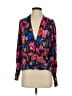 Halogen Floral Blue Long Sleeve Silk Top Size S - photo 1