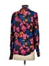 Halogen Floral Blue Long Sleeve Silk Top Size S - photo 2