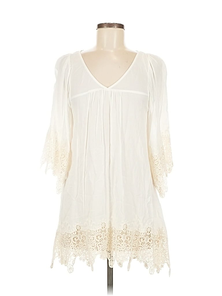 Pre-owned L*space 3/4 Sleeve Blouse In White