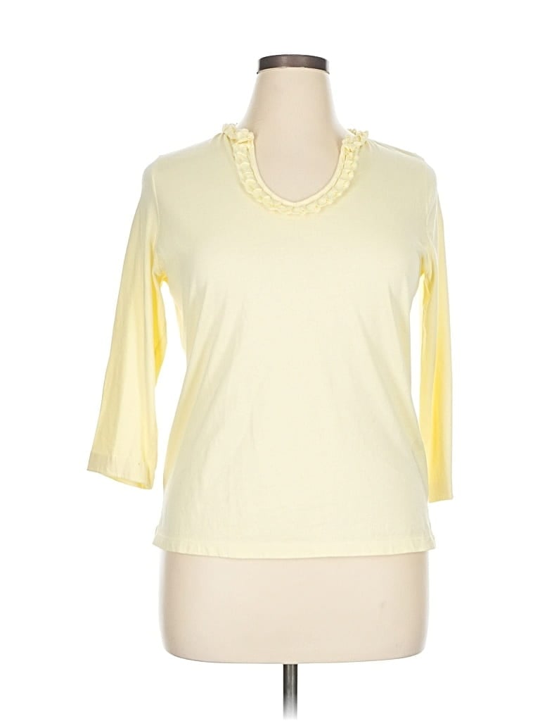 Pre-owned Talbots 3/4 Sleeve T-shirt In Yellow