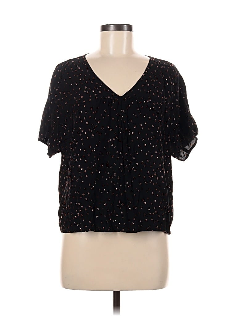 Pre-owned Madewell Short Sleeve Blouse In Black