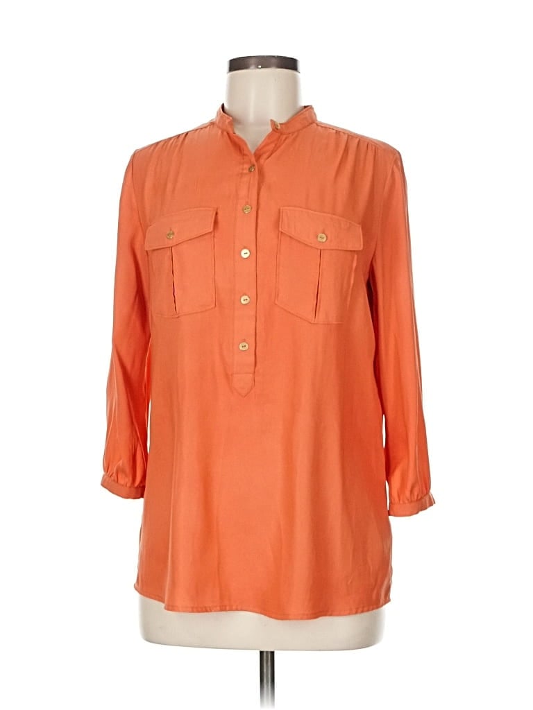 Pre-owned Tommy Hilfiger 3/4 Sleeve Button Down Shirt In Orange