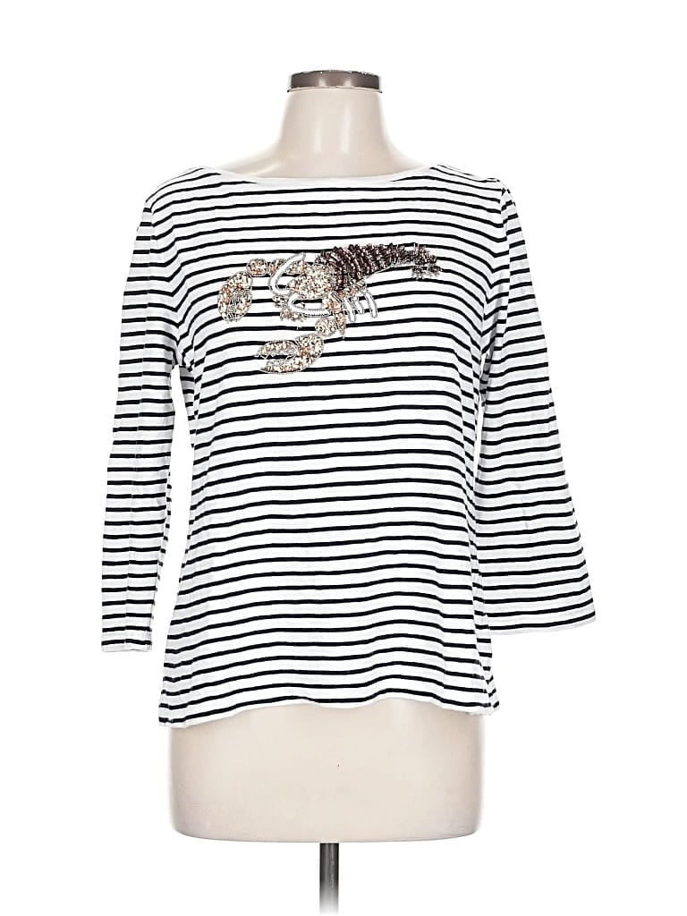 Pre-owned Talbots 3/4 Sleeve T-shirt In White