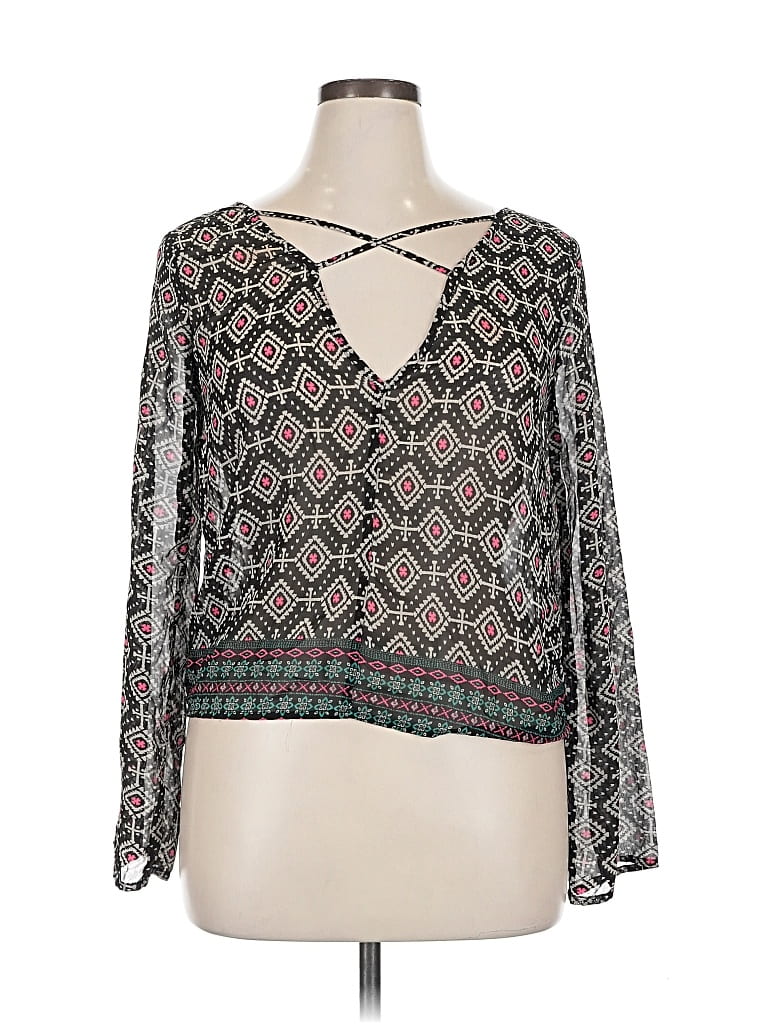 Pre-owned Elodie Long Sleeve Blouse In Green