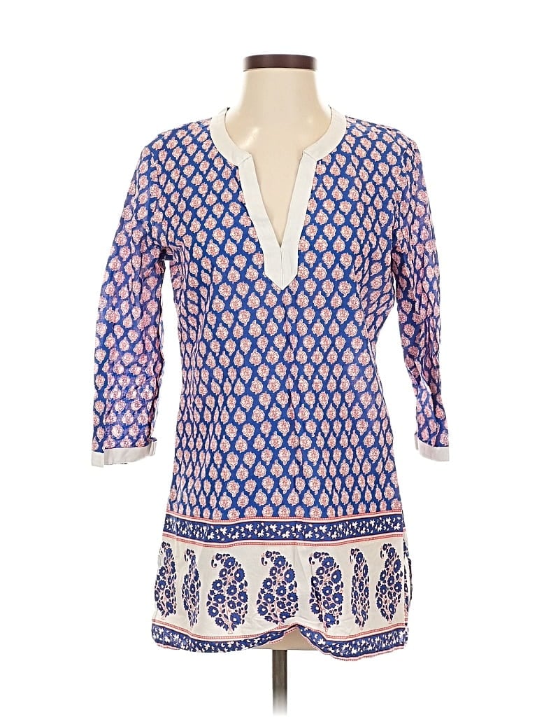 Pre-owned J.crew Factory Store 3/4 Sleeve Blouse In Blue