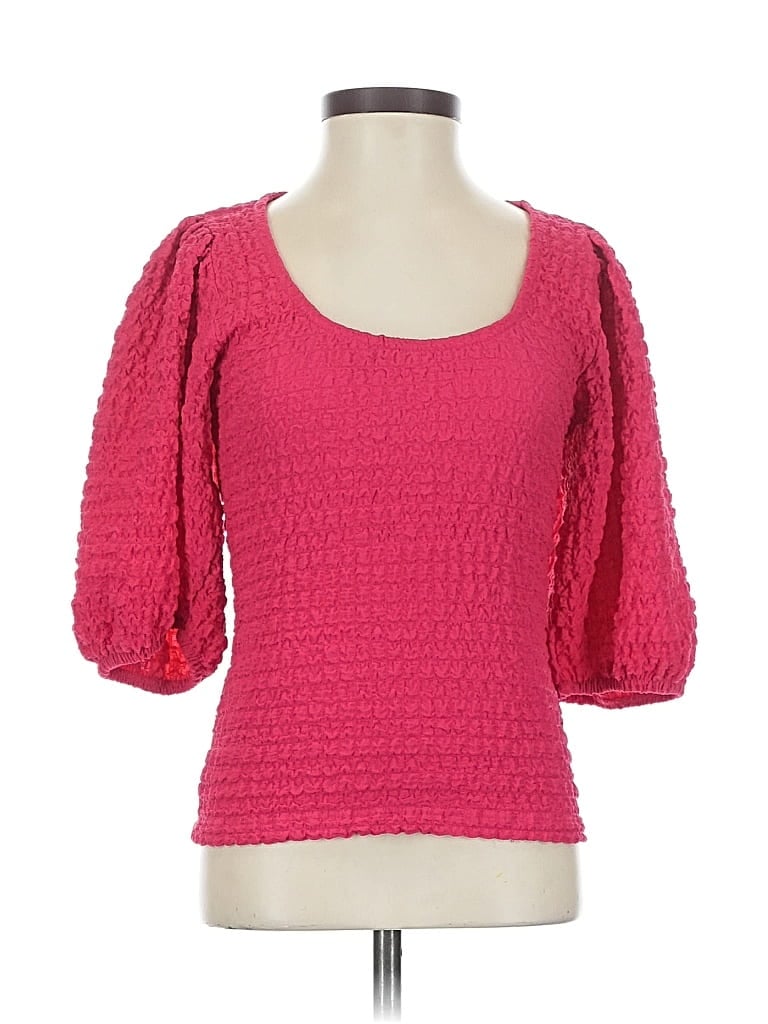 Pre-owned Maeve By Anthropologie 3/4 Sleeve Top Pink Scoop Neck Tops