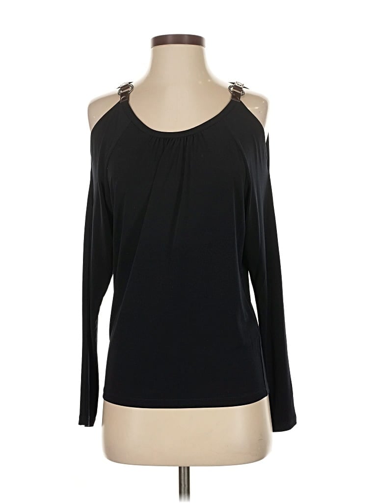Pre-owned Michael Michael Kors Long Sleeve Top Black Cold Shoulder Neckline Tops
