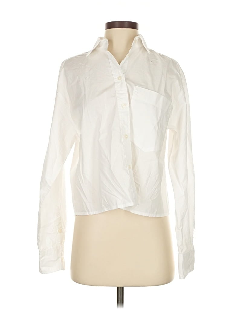 Pre-owned Banana Republic Factory Store Long Sleeve Blouse In White