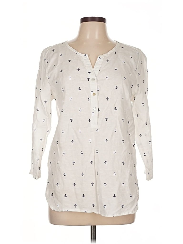 Pre-owned Hester & Orchard Long Sleeve Blouse In White