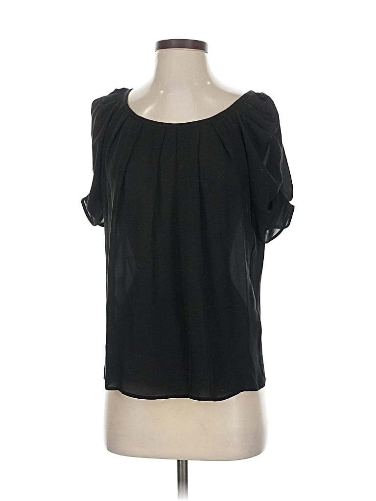 Pre-owned Joie Short Sleeve Silk Top Black Cold Shoulder Neckline Tops