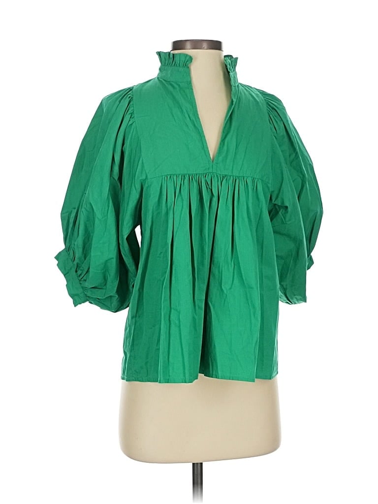 Pre-owned Never A Wallflower 3/4 Sleeve Blouse In Green