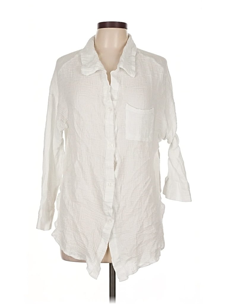 Pre-owned Shade & Shore 3/4 Sleeve Button Down Shirt In White