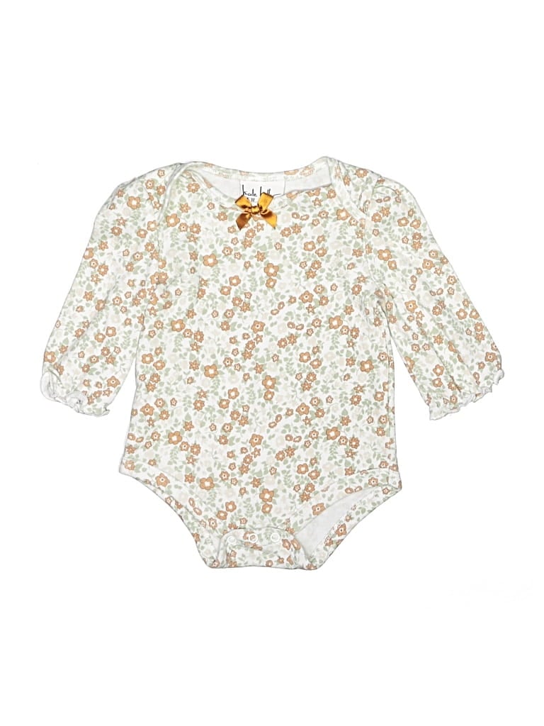 Pre-owned Nicole Miller Babies' Long Sleeve Onesie In White