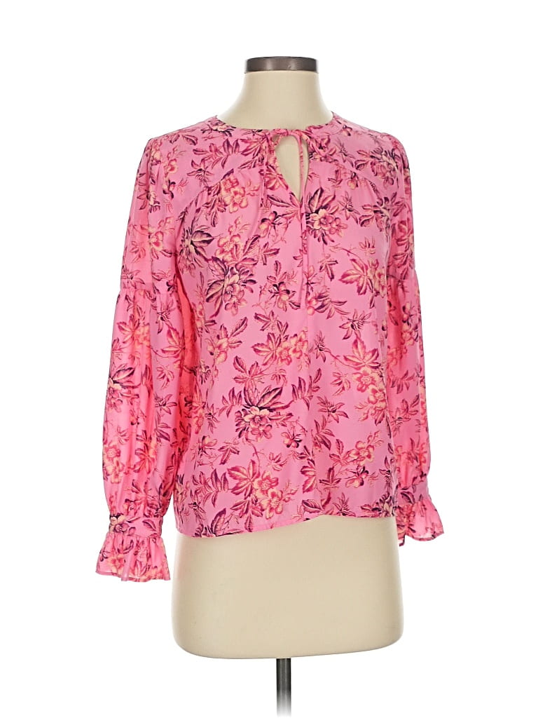 Pre-owned Ann Taylor Loft Long Sleeve Blouse In Pink