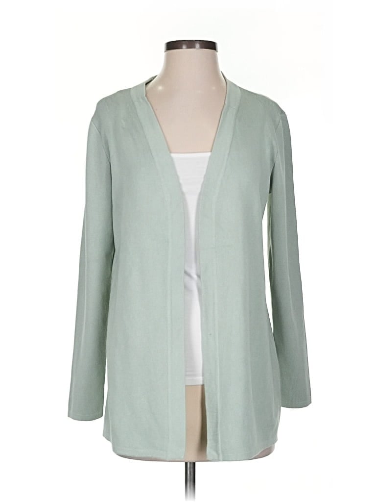 Pre-owned Ak Anne Klein Cardigan Sweater In Green