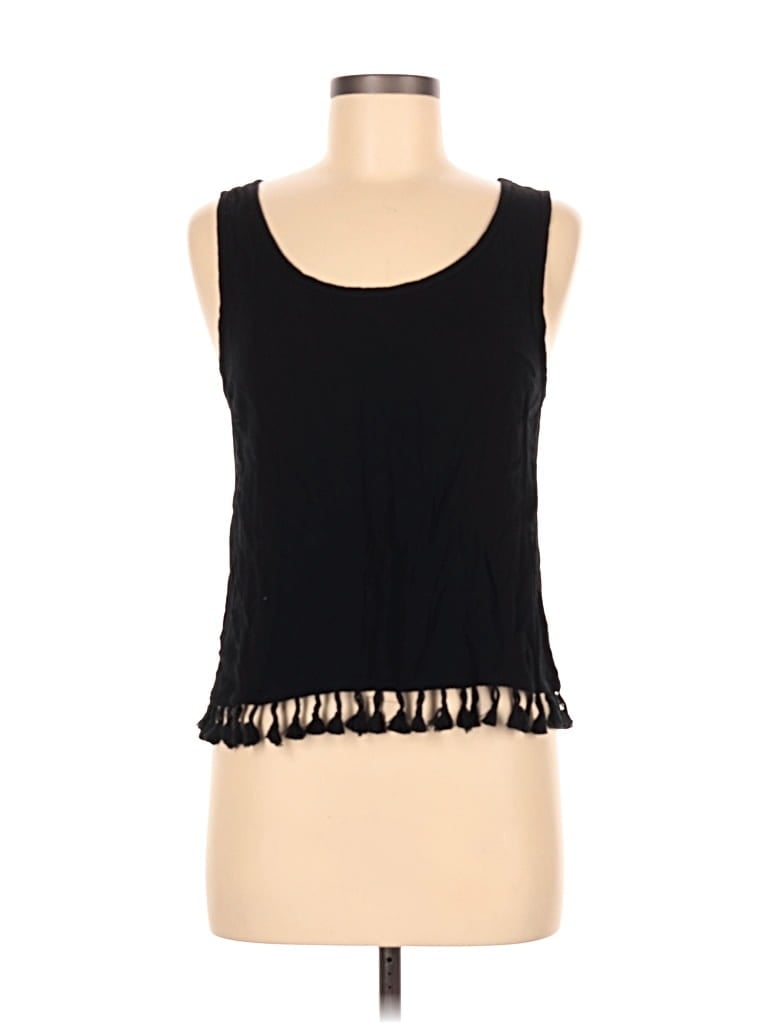 Pre-owned Blue Rain Sleeveless Top Black Scoop Neck Tops