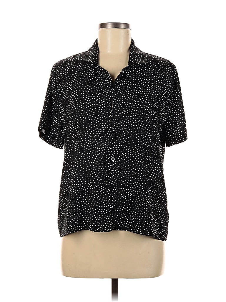 Pre-owned Lulus Short Sleeve Blouse In Black