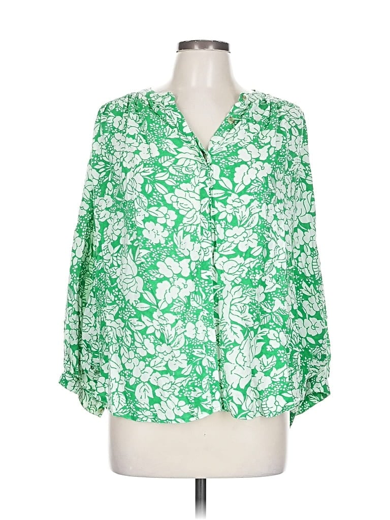 Pre-owned By Anthropologie 3/4 Sleeve Blouse In Green