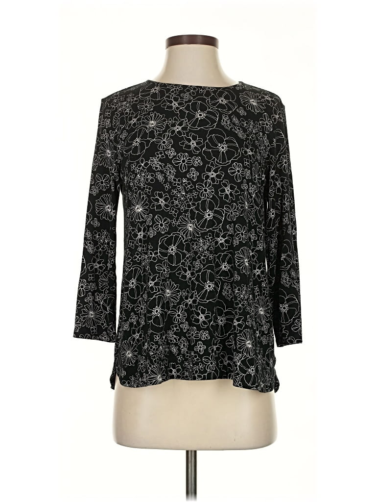 Pre-owned Jjill 3/4 Sleeve T-shirt In Black