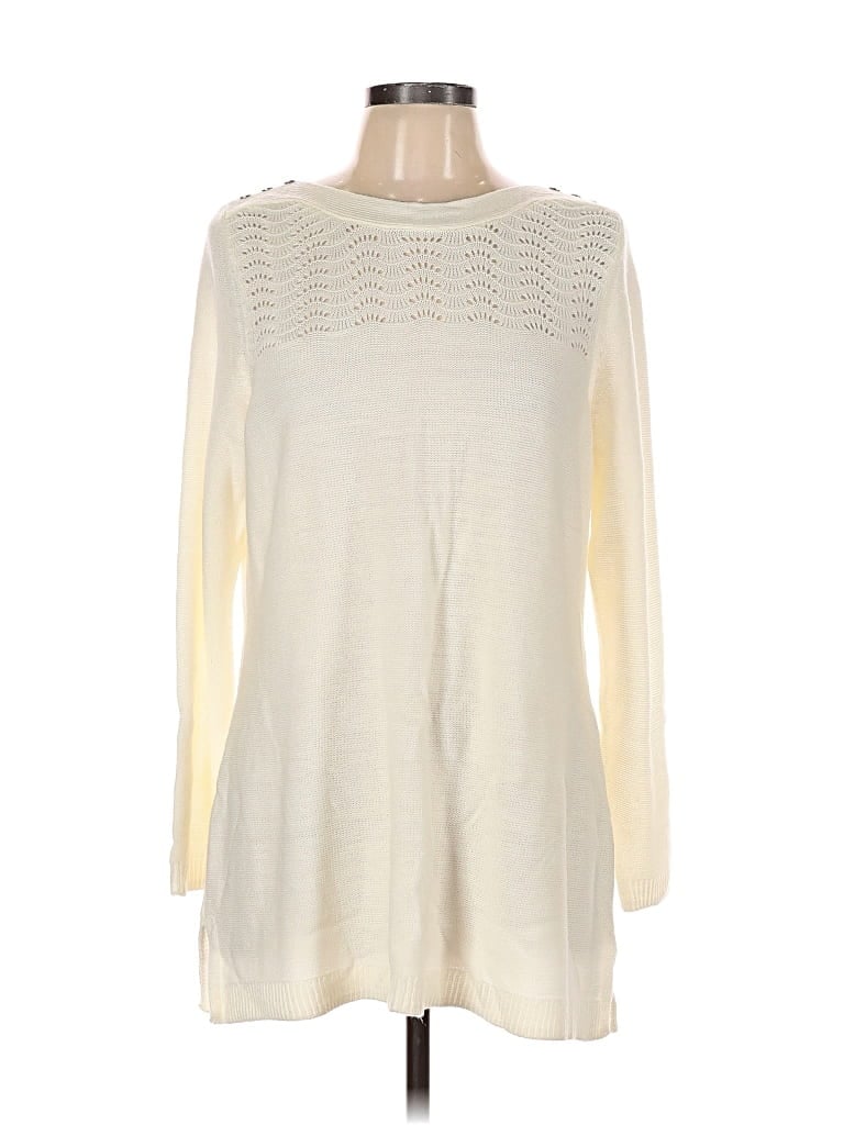 Pre-owned Croft & Barrow Pullover Sweater In White