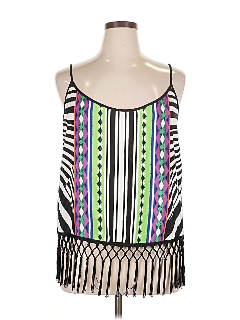 Pre-owned Bisou Bisou Sleeveless Top Black Square Neckline Tops