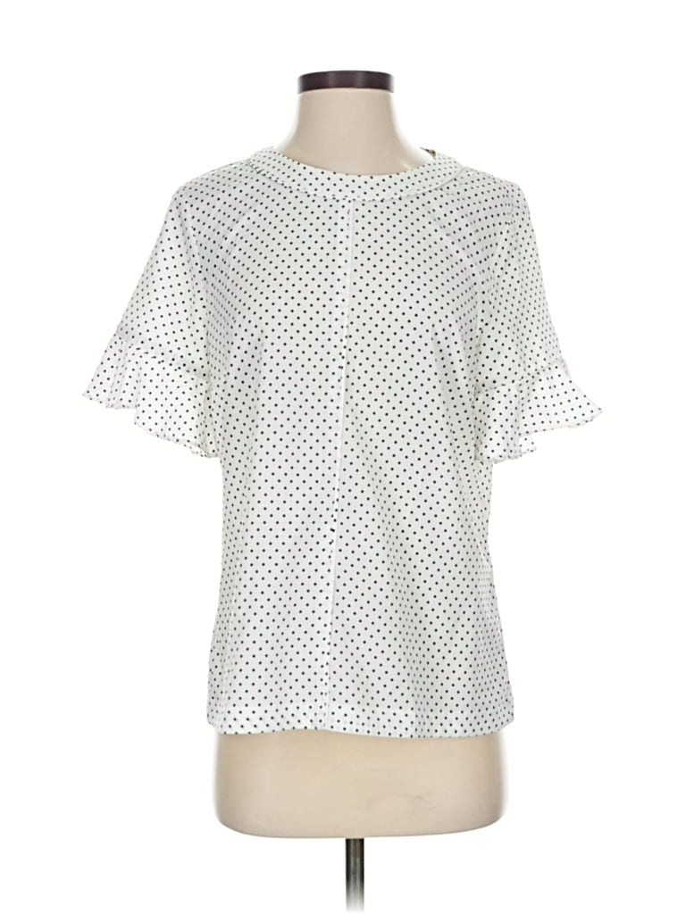 Pre-owned Banana Republic Short Sleeve Blouse In White