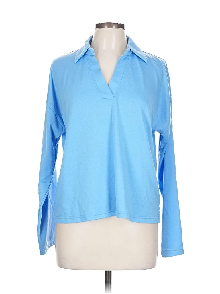 Pre-owned J.crew Factory Store Long Sleeve Polo Shirt In Blue