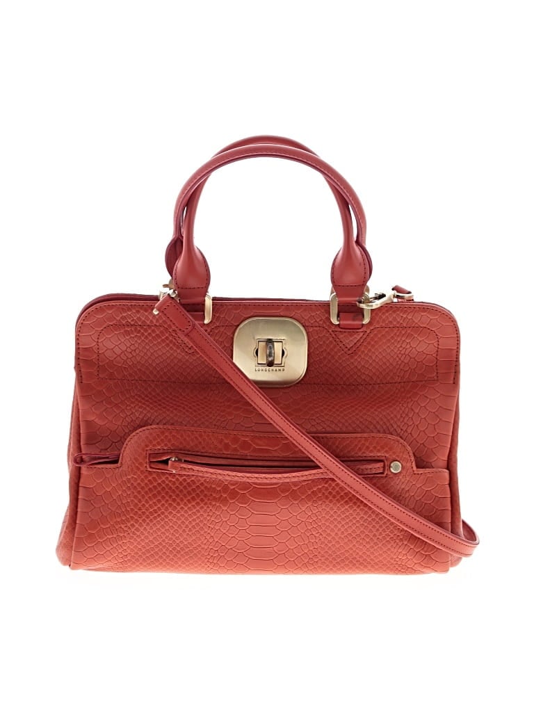 Pre-owned Longchamp Leather Satchel In Orange