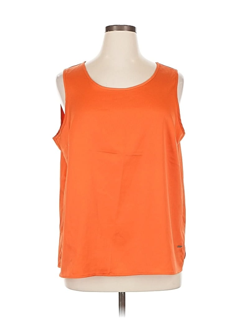 Pre-owned Anne Klein Sleeveless Top Orange Scoop Neck Tops