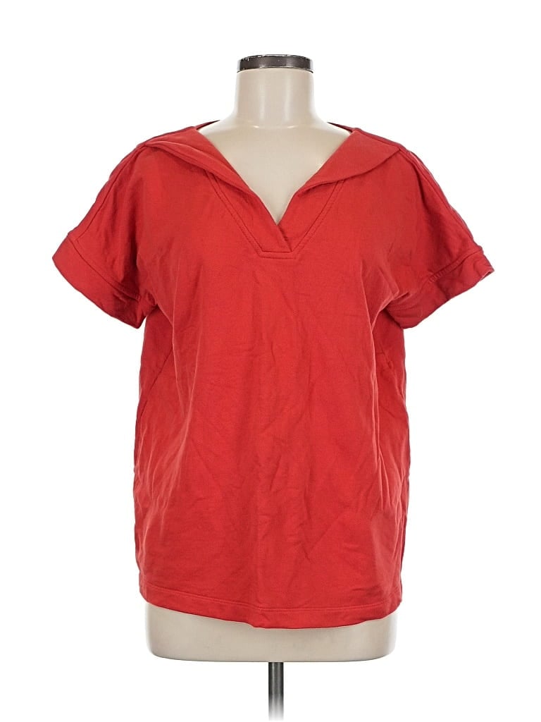 Pre-owned Jjill Short Sleeve Blouse In Red