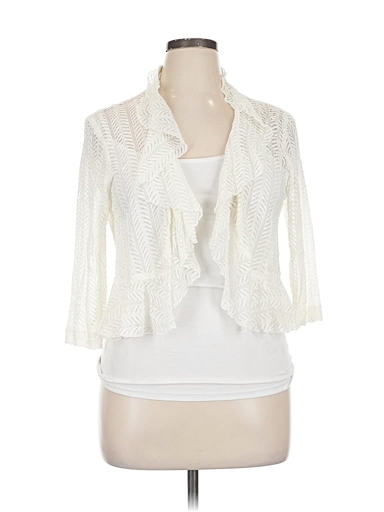 Pre-owned Dressbarn Cardigan Sweater In White