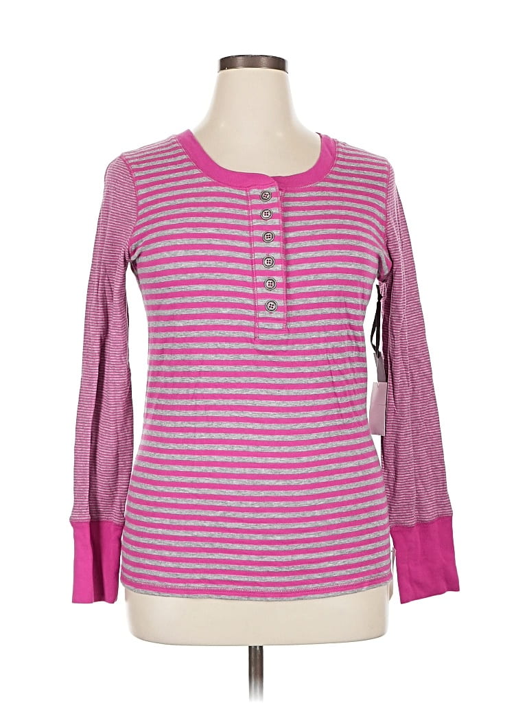 Pre-owned Caslon Long Sleeve Top Pink Scoop Neck Tops