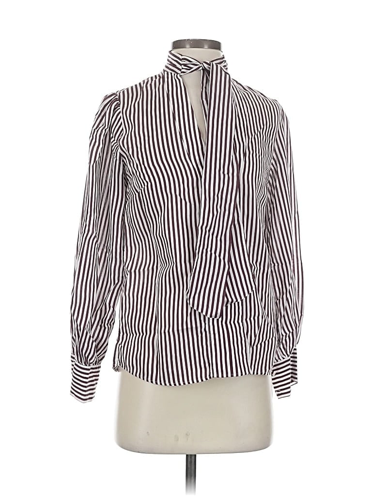 Pre-owned Maeve By Anthropologie Long Sleeve Blouse In White