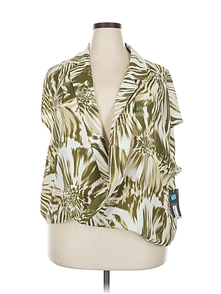 Pre-owned Worthington Short Sleeve Blouse In Green