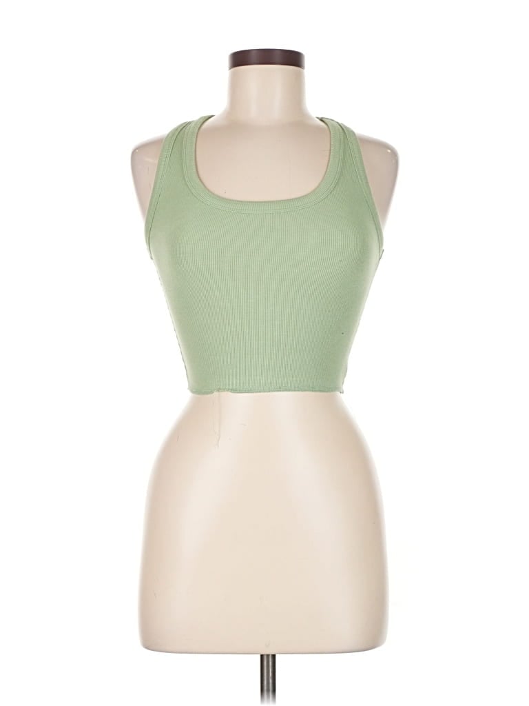 Pre-owned Katie J Nyc Tank Top Green Halter Neckline Tops