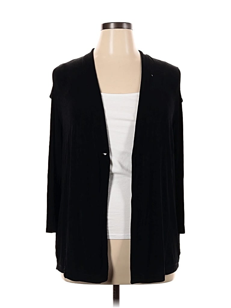 Pre-owned Travelers By Chico's Cardigan Sweater In Black