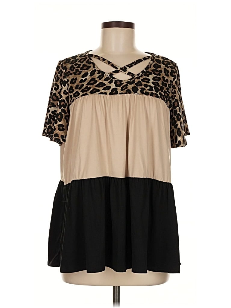 Pre-owned Perfect Peach Short Sleeve Blouse In Brown